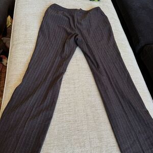 East 5th Women's Dark Brown/Red Pin Striped Flat Front Trousers SZ 10